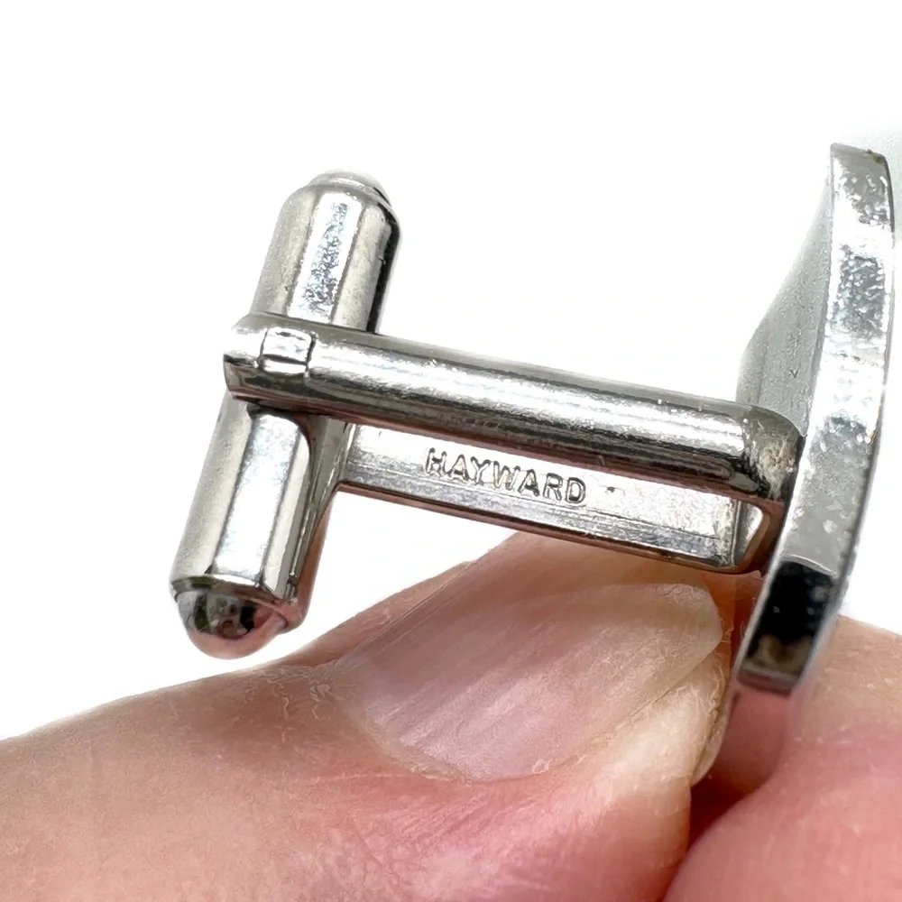 Vintage Hayward Polished Silver Floral Square Cufflinks - Men's Accessories